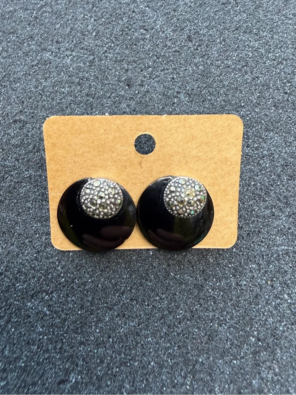 Vintage 925 Sterling Silver and Marcasite Button Earrings